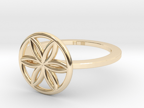 Flower of Life Ring, Size 4.5 in 14k Gold Plated Brass