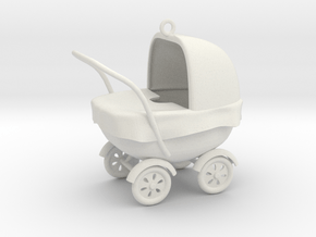 Xmas baby stroller ornament in White Premium Versatile Plastic