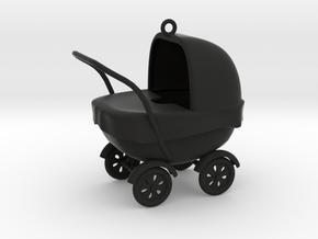 Xmas baby stroller ornament in Black Premium Versatile Plastic