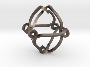 Octahedral knot (Square) in Polished Bronzed Silver Steel: Extra Small