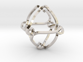 Octahedral knot (Square) in Rhodium Plated Brass: Extra Small