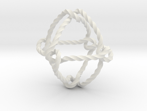 Octahedral knot (Twisted square) in White Premium Versatile Plastic: Extra Small