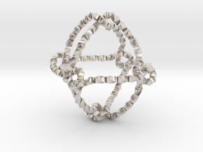 Octahedral knot (Twisted square) in Rhodium Plated Brass: Extra Small