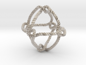 Octahedral knot (Rope with detail) in Rhodium Plated Brass: Medium