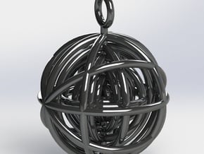 Geometrical Sphere Pendant in Polished Silver