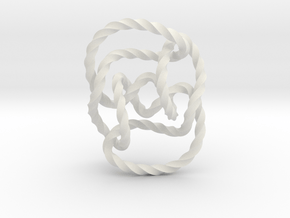 Knot 10₁₄₄ (Twisted square) in White Natural Versatile Plastic: Extra Small