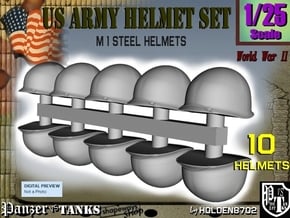 1/25 US M1 Helmets Set1 in White Natural Versatile Plastic