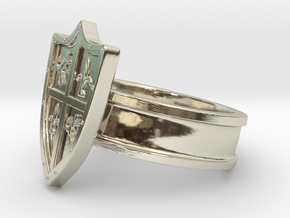 Shield Ring, Medieval in 14k White Gold: 8 / 56.75