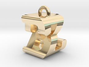 3D-Initial-BZ in 14K Yellow Gold