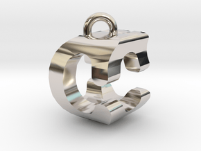3D-Initial-CC in Rhodium Plated Brass