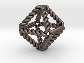 Twisted Octahedron RH 1" in Polished Bronzed Silver Steel
