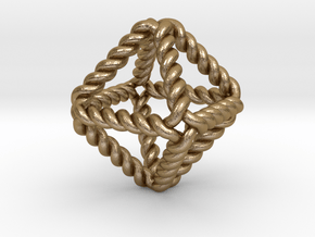 Twisted Octahedron RH 1" in Polished Gold Steel