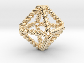 Twisted Octahedron RH 1" in 14k Gold Plated Brass