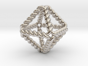 Twisted Octahedron RH 1" in Rhodium Plated Brass