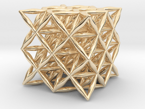 Flower Of Life 64 Tetrahedron Grid 1.2" in 14K Yellow Gold