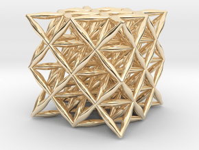 Flower Of Life 64 Tetrahedron Grid 1.2" in 14k Gold Plated Brass