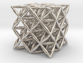 Flower Of Life 64 Tetrahedron Grid 1.2" in Platinum