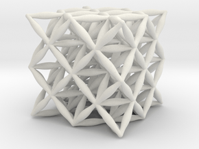 Flower Of Life 64 Tetrahedron Grid 1.2" in White Natural Versatile Plastic