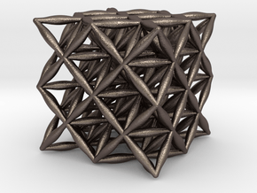Flower Of Life 64 Tetrahedron Grid 1.2" in Polished Bronzed Silver Steel