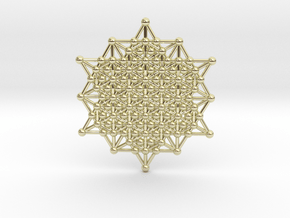 64 Tetrahedron Grid - Merkaba Matrix in 14k Gold Plated Brass