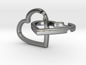Interlocking Hearts Pendant in Polished Silver (Interlocking Parts)