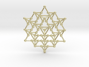 64 Tetrahedron Grid in 14k Gold Plated Brass