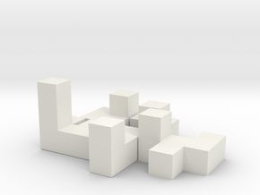 3x3 Puzzle Cube 5 Pieces in White Natural Versatile Plastic