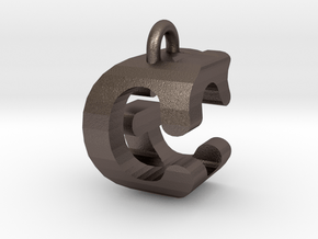 3D-Initial-CG in Polished Bronzed Silver Steel