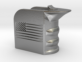 M4/AR15 Magwell Grip With United States Flag in Natural Silver