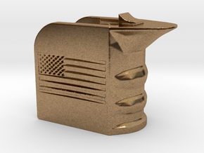 M4/AR15 Magwell Grip With United States Flag in Natural Brass