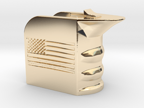 M4/AR15 Magwell Grip With United States Flag in 14k Gold Plated Brass