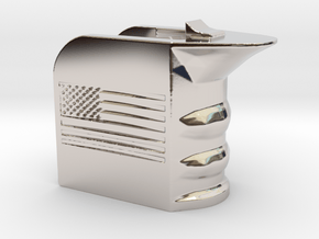M4/AR15 Magwell Grip With United States Flag in Rhodium Plated Brass