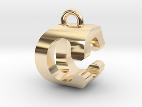3D-Initial-CO in 14k Gold Plated Brass