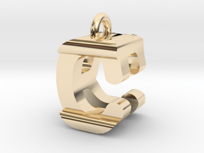 3D-Initial-CR in 14K Yellow Gold