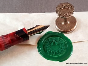 Holly Wreath Wax Seal in Polished Bronzed Silver Steel