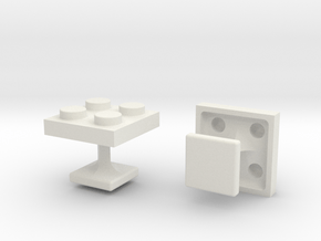 Lego Cufflinks in White Natural Versatile Plastic