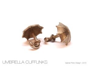 Umbrella Cufflinks in Polished Bronzed Silver Steel