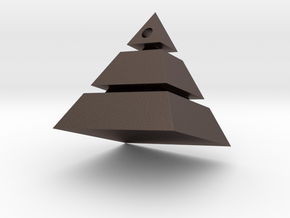Pyramid Pendant in Polished Bronzed Silver Steel: Small
