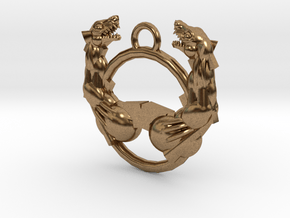 Confronting Beasts Pendant in Natural Brass