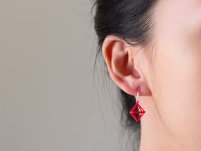 Octahedron Earrings in Red Processed Versatile Plastic