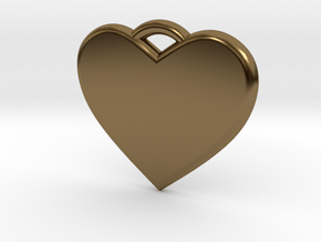 Text Engravable Heart Pendant 3 - Single Line in Polished Bronze