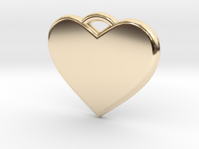 Text Engravable Heart Pendant 3 - Single Line in 14k Gold Plated Brass