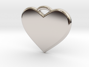 Text Engravable Heart Pendant 3 - Single Line in Rhodium Plated Brass