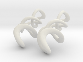 Tumbling loops earrings in White Premium Versatile Plastic