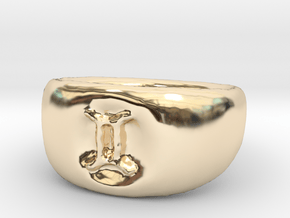 Gemini Ring sz8 in 14k Gold Plated Brass