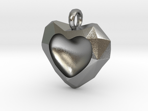 Frozen Heart Pendant in Natural Silver