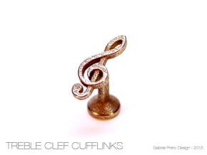 Treble Clef Cufflink (single) in Polished Bronzed Silver Steel