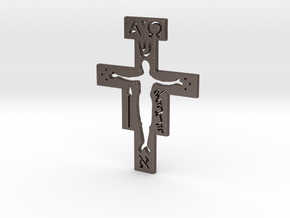 San Damiano Pendant in Polished Bronzed Silver Steel