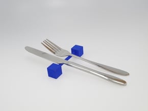 Knife rest & Cutlery rest  Abstract square cubicle in Blue Processed Versatile Plastic