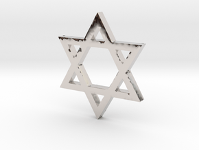 Jewish Star (Hexagram) in Rhodium Plated Brass